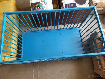 Modrá detská postielka IKEA, 120x60 cm + 2 matrace - 2