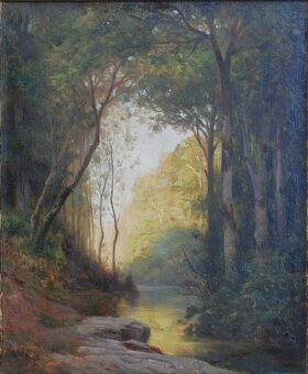 OBRAZ - Olejomaľba - Les s riekou - 2