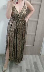 Zlaté flitrované elegantné šaty - 2