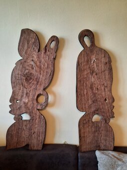 2 drevené africké obrazy Muž a žena - 2