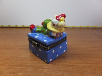 Starožitná pěkná porcelánová šperkovnice-klaun. - 2