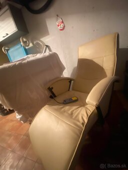 Masážne elektrické kreslo – vyhrievanie, 4 intenzity, koža - 2