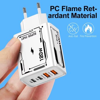 120W Rychlonabíječka GaN 4portová PD USB Typu-C - 2