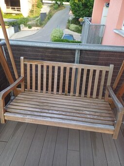 Drevená záhradná/balkónová hojdačka so strieškou - 2