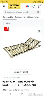 Čalúnená postel 160 cm s polohovatelnymi roštami - 2