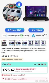 Android rádio Junsun V1C pre Volvo XC90 (2004–2014) - 2
