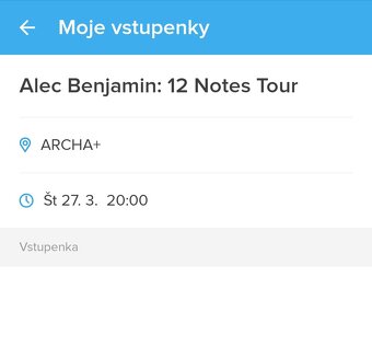 2 lístky na Aleca Benjamina - 2
