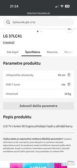 Predám plne funkčný LCD televízor LG37LC41 - 2