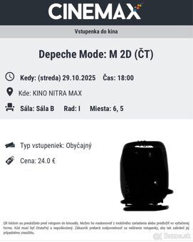 Vstupenky , Depeche Mode M - 2