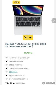Predam MacBook Pro 13 2020, Touchbar, 512/16, vykonny. - 2