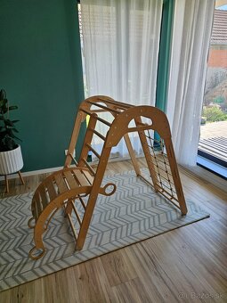 Drevena detská preliezka + montessori hojdacka - 2