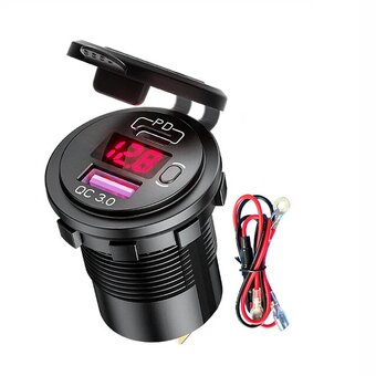 12-24V 48W dualna USB nabijacka do auta s LED (PD3.0&QC3.0) - 2