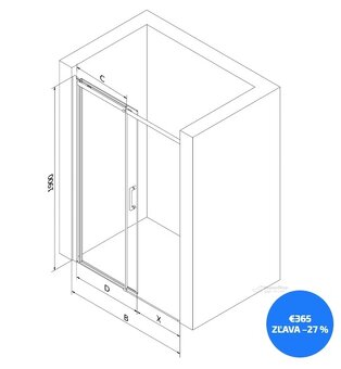 Mexen Omega posuvne sprchove dvere 140 cm - 215E - 2