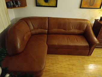 Rohová kožená sedacia súprava - 2