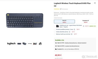 Logitech wireless touch keyboard K400 Plus cz - 2