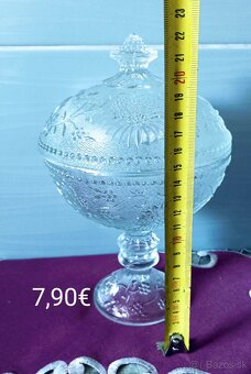 Retro sklenená žardiniéra+6 ks misky - 2