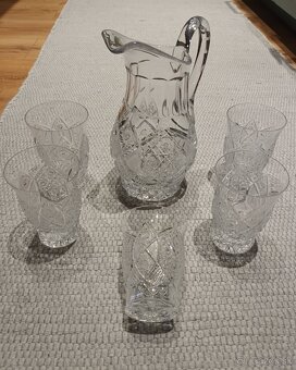 Brúsené sklo Bohemia Crystal - džbán + poháre - 2