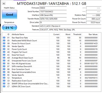 predam pouzivany disk Disk Micron SSD 2,5" 512GB - 2