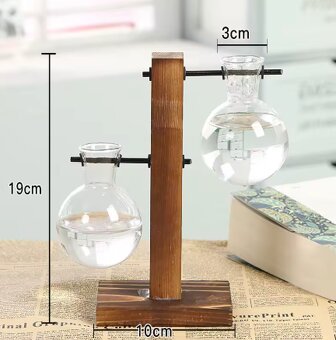 Kreatívna hydroponická váza s dreveným rámom NOVÝ - 2