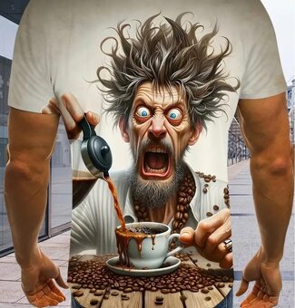 PÁNSKE TRIČKO XXL S 3D POTLAČOU HOT COFFEE - 2