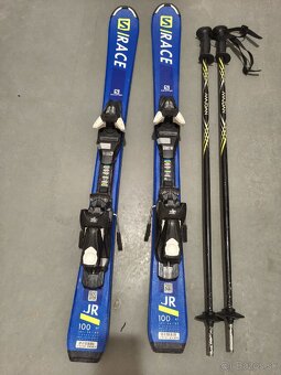 Detske lyze Salomon S/Race Jr S + C5 J75 Bl 100 + palicky - 2