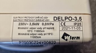 Prietokový ohrievač DELPO 3.5HP - 2