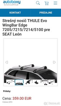 Strešný nosič Thule Wing Bar Edge, Seat Leon - 2