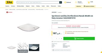 Sprchovy kut RAVAK 80x80 plus vanicka - 2