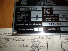Starý technický štítok š 100,a záručný list na škoda 120 - 2