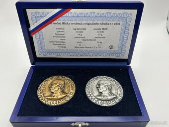 Slovenský štát - Andrej Hlinka medaila 50 mm sada Ihriský Ag - 2