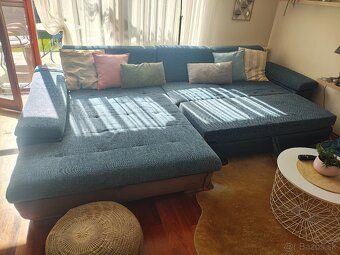 Rohová sedacia súprava - modrá farba - 2