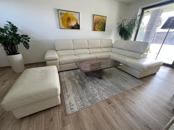talianska kožená sedacia súprava s taburetom - 2