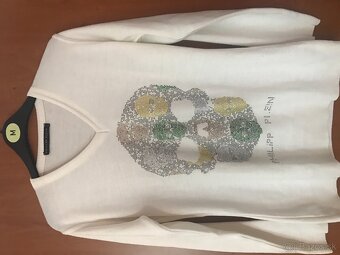 PHILIPP PLEIN white/crystal tenký dámsky svetrik S/M - 2