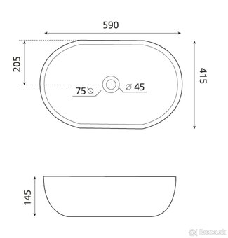 Umývadlo na dosku Glacera Vallone (59x41 cm) - 2