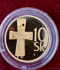 Zlatá replika 10 Sk mince z roku 2008 - 2