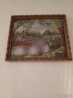 Obraz, maľovaný, rám, starožitnosti, - 2
