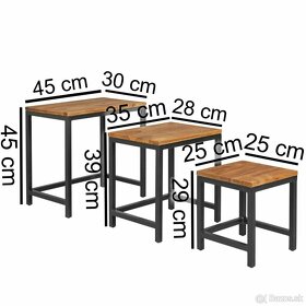 Set 3 stolíkov sheesham / konferenčný stolík - 2