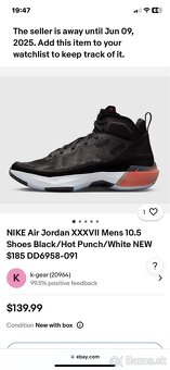 NIKE Air Jordan XXXVII Mens 10.5 - 2