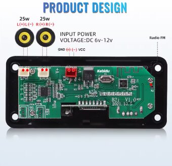Mini rádio FM, modul, 2x 25W - 2