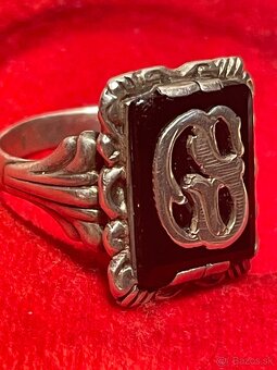 starozitny strieborný prsteň -monogram CS - 2