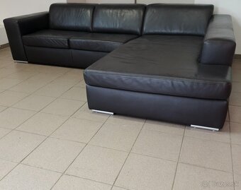 Kožená POLOROSKLADACIA sedacia súprava -TOP, ako NOVÁ - 2