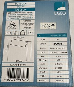 Vonkajšie nástené Eglo-LED svietidlo 6W - 2