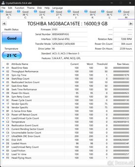 Toshiba MG08 16TB 3.5" SATA III 7200 rpm 512MB - 2