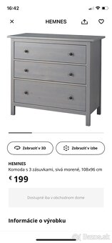 Ikea HEMNES komoda sivá morená - 2