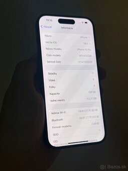 Predám iPhone 15 PRO 128GB Black Titanium stav 8/10 - 2
