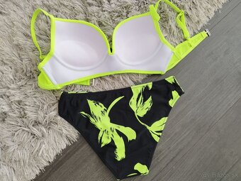 Dvojdielne plavky push up. S/36, XL/42 neón žltá + čierna - 2