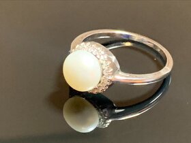 Nádherný strieborný prsteň s perlou č 54. Krabička gratis - 2