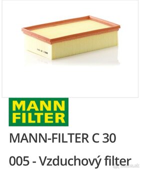 Predám nové filtre MANN C 30005 + HART 929481 - 2