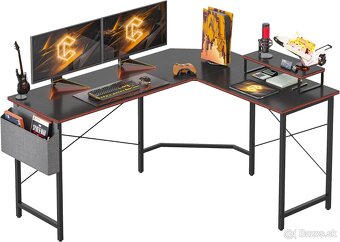 CubiCubi počítačový stôl v tvare L s povrchom z uhlíkových v - 2