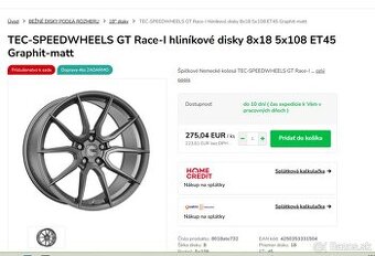 ALU disky TEC Speedwheel 8x18 , 5x108 , ET45 - 2